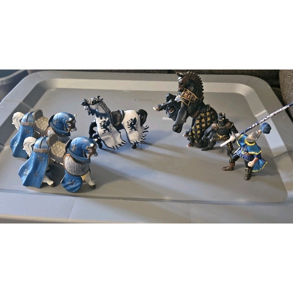 Papo Lot Of 6 Medieval Horses And Men Collectible Figurines Vintage 2004
